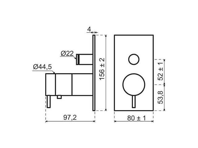 Qisani - flow - thermostatische inbouwkraan 2-weg vierkant afbouwdeel - zwart - afbeelding 3 van  5