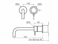 Qisani - flow - wastafelkraan uitloop afbouwdeel - copper 15 cm - afbeelding 5 van  7