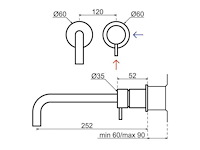 Qisani - flow - wastafelkraan uitloop afbouwdeel - copper 25 cm - afbeelding 2 van  4