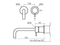 Qisani - flow - wastafelkraan uitloop afbouwdeel - rvs 15 cm - afbeelding 4 van  6