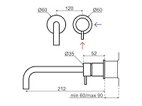 Qisani - flow - wastafelkraan uitloop afbouwdeel - rvs 21 cm - afbeelding 1 van  4