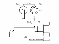 Qisani - flow - wastafelkraan uitloop afbouwdeel - rvs 25 cm - afbeelding 2 van  4