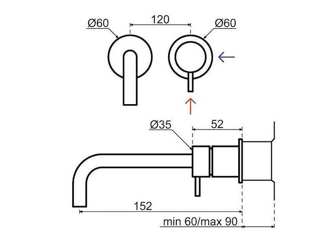Qisani - flow - wastafelkraan uitloop afbouwdeel - zwart 15 cm - afbeelding 3 van  3