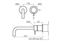 Qisani - flow - wastafelkraan uitloop afbouwdeel - zwart 15 cm - afbeelding 4 van  6