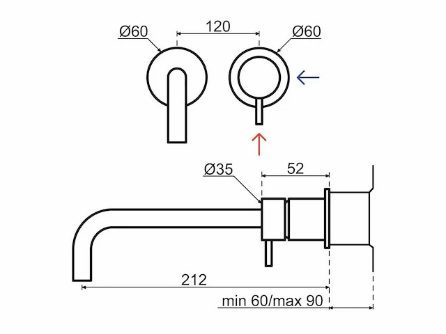 Qisani - flow - wastafelkraan uitloop afbouwdeel - zwart 21 cm - afbeelding 2 van  4