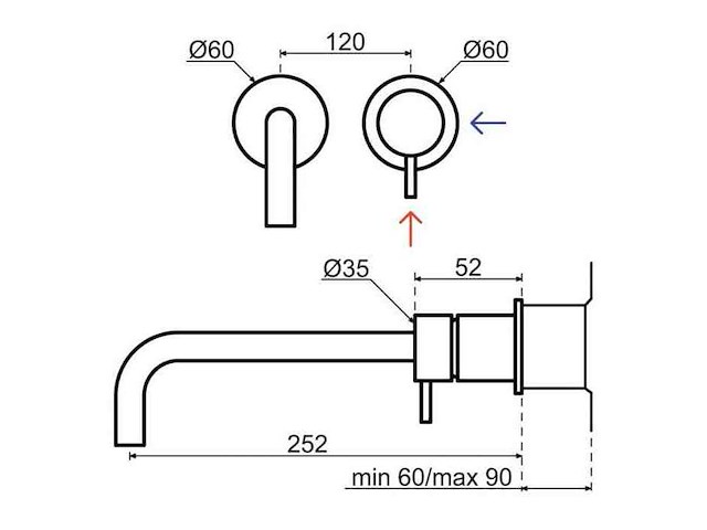 Qisani - flow - wastafelkraan uitloop afbouwdeel - zwart 25 cm - afbeelding 2 van  4