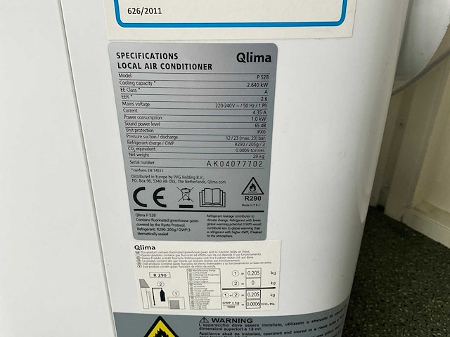 Qlima p 528 mobiele airco - afbeelding 4 van  5