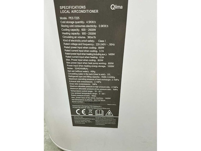 Qlima pes7225 mobiele airco - afbeelding 7 van  8