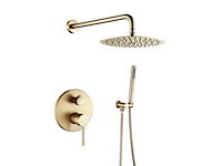 Qrezaa douchekraanset met regendouche handdouche goud geborsteld - afbeelding 1 van  5