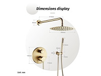 Qrezaa douchekraanset met regendouche handdouche goud geborsteld - afbeelding 4 van  5