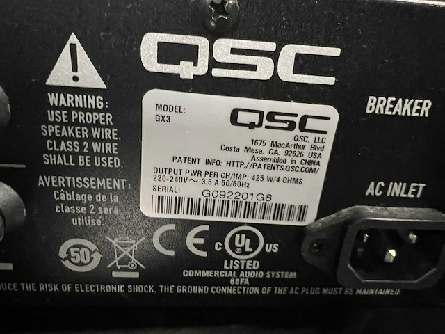 Qsc - gx3 - versterker - afbeelding 2 van  3
