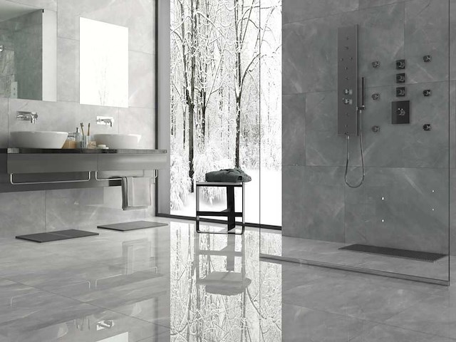 Qua granite pulpis grijs gepolijst vloertegel 100x100 cm 60 m² - afbeelding 9 van  14