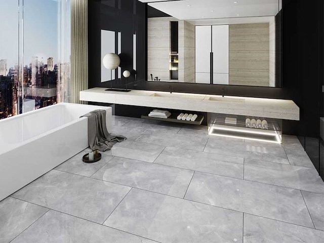 Qua granite pulpis grijs gepolijst vloertegel 100x100 cm 60 m² - afbeelding 10 van  14