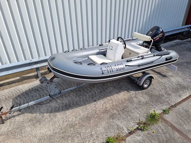 Quicksilver - 350 alu rib + atlanta trailer + 25 pk suzuki - rubberboot - afbeelding 1 van  43