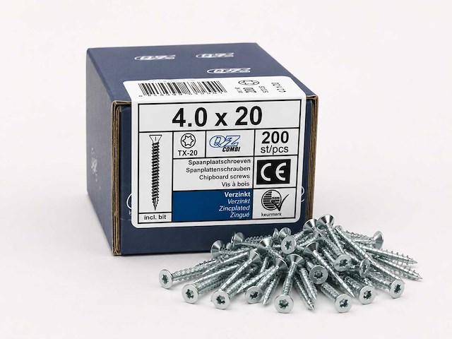 Qz - tx-20 - 4.0x20 - spaanplaatschroeven - 200pack (120x) - afbeelding 1 van  1