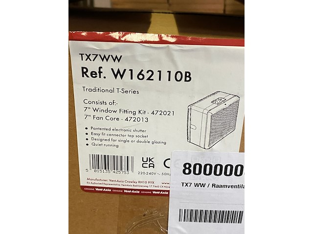 Raamventilator aansluitdiameter 222 mm - 485 m³/h vent-axia - afbeelding 4 van  5