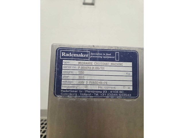 Rademaker - 2012 - croissant machine - afbeelding 30 van  37
