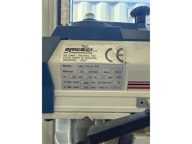 Radiaalzaagmachine, omga, rn 700 ø350, blauw/wit/grijs, 2004, 400 v krachtstroom | 2,9 kw | werktafel - afbeelding 3 van  6