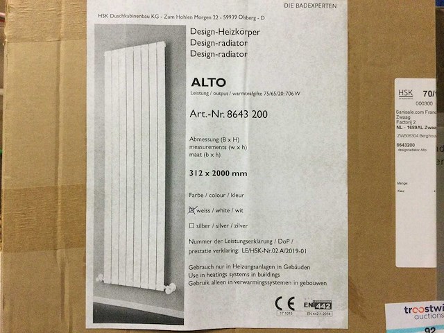 Radiator design 200x31,2 cm - afbeelding 1 van  2