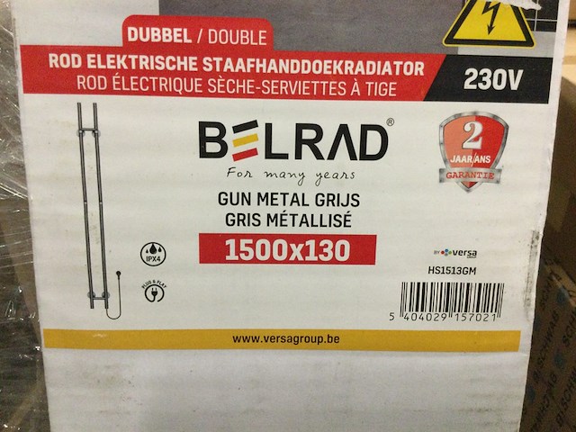 Radiator staafmodel badkamer, belrad, gynmetal - afbeelding 2 van  2