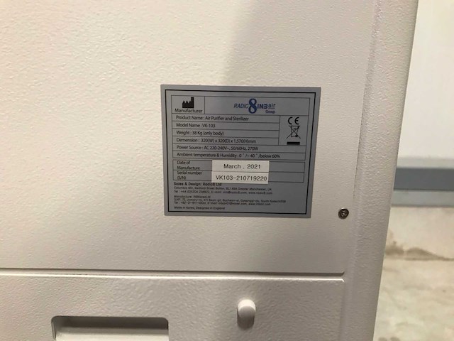 Radic8 (vk-103) viruskiller air purifier - afbeelding 6 van  6