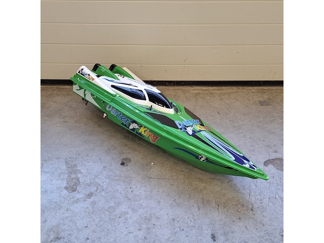 Radiografisch bestuurbare speedboot, darter king, mosquito craft-757, groen - afbeelding 1 van  12
