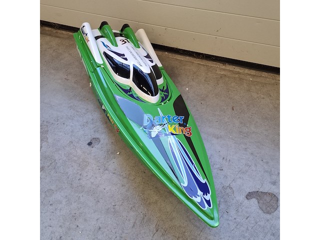 Radiografisch bestuurbare speedboot, darter king, mosquito craft-757, groen - afbeelding 5 van  12