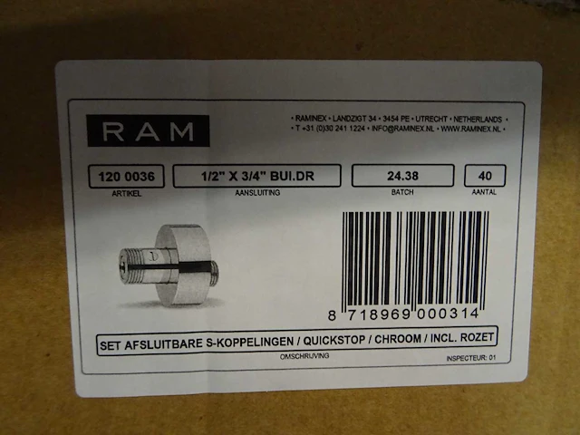 Raminex - quickstop 1/2" x 3/4" - afsluitbare s-koppeling (33x) - afbeelding 3 van  3
