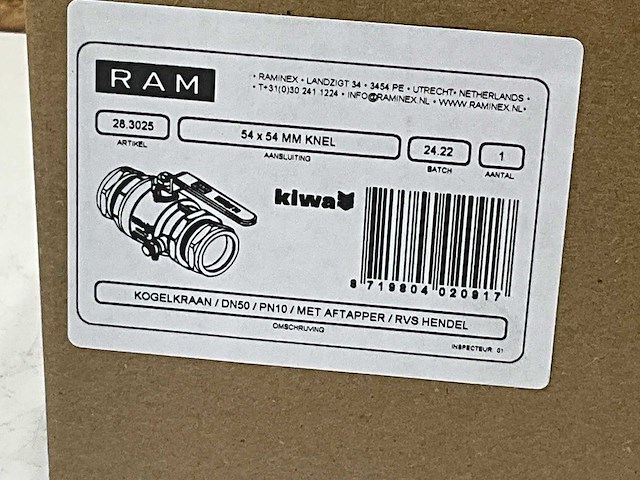 Raminex 329208 kogelkraan incl aftap 54mm - afbeelding 7 van  7