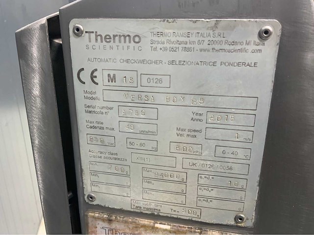 Ramsey versaweigh thermo scientific checkweigher - afbeelding 4 van  5