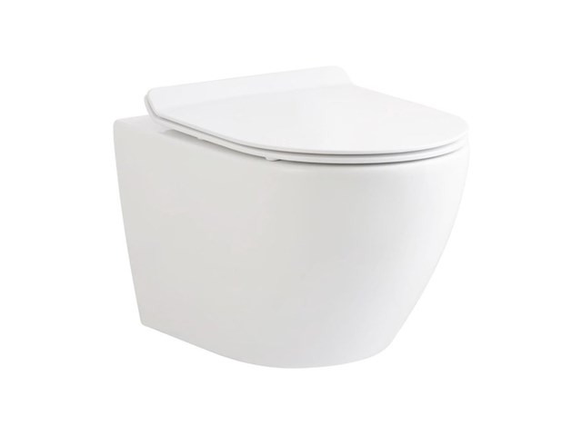 Randloos hangtoilet, aloni, eco 2 in 1 dual flush, wit - afbeelding 1 van  3