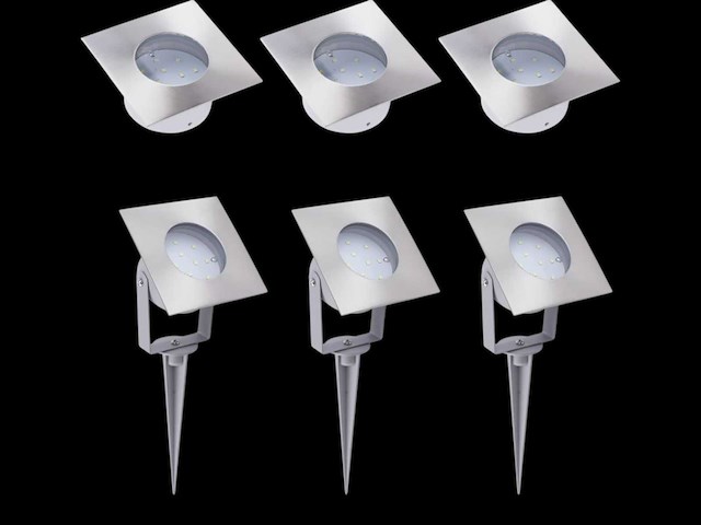 Ranex led set van 3 vloerinbouwspots evita hoekig aluminium - afbeelding 1 van  1