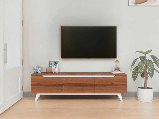 Rani - tv meubel - wit/okkernoot 180 cm - afbeelding 5 van  10