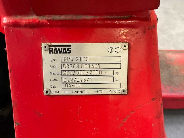 Ravas rpw2100 hand hydraulische weegpalletwagen - afbeelding 6 van  6