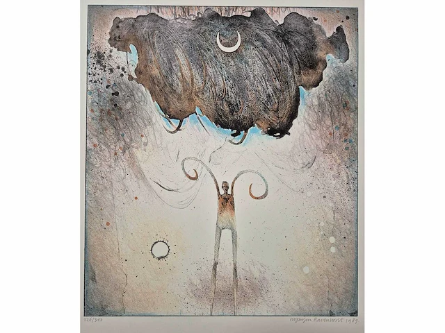 Ravenhorst - zeefdruk - 46 x 46 - afbeelding 2 van  2