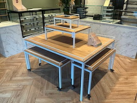 Raw steel&wood brood presentatietafel en stelling (5x) - afbeelding 1 van  3