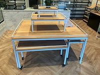 Raw steel&wood brood presentatietafel en stelling (5x) - afbeelding 2 van  3