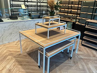 Raw steel&wood brood presentatietafel en stelling (5x) - afbeelding 3 van  3