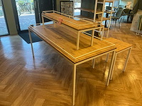 Raw steel&wood brood presentatietafel en stelling (6x) - afbeelding 3 van  5