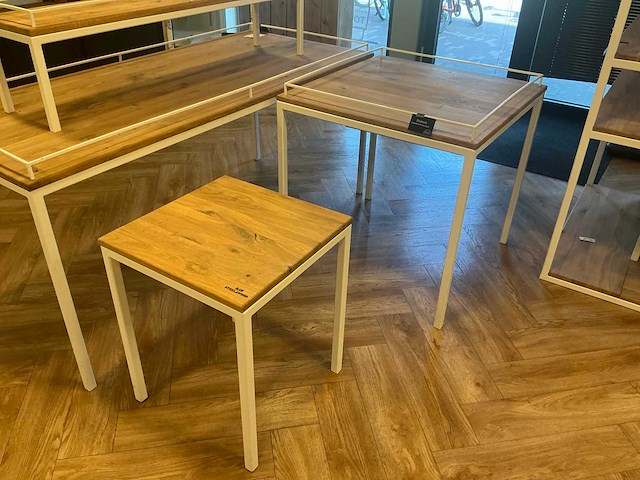 Raw steel&wood brood presentatietafel en stelling (6x) - afbeelding 4 van  5