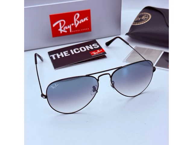 Rayban zonnebril aviator large metal black gradient blue - afbeelding 1 van  8
