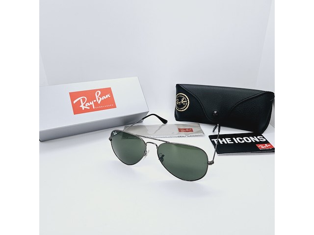 Rayban zonnebril aviator large metal black green polarized - afbeelding 1 van  6