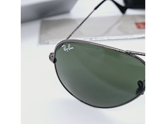 Rayban zonnebril aviator large metal black green polarized - afbeelding 3 van  6