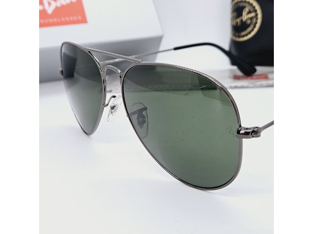 Rayban zonnebril aviator large metal black green polarized - afbeelding 4 van  6
