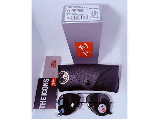 Rayban zonnebril aviator large metal black green polarized - afbeelding 1 van  7