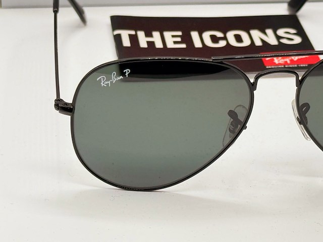 Rayban zonnebril aviator large metal black grey polarized - afbeelding 2 van  5