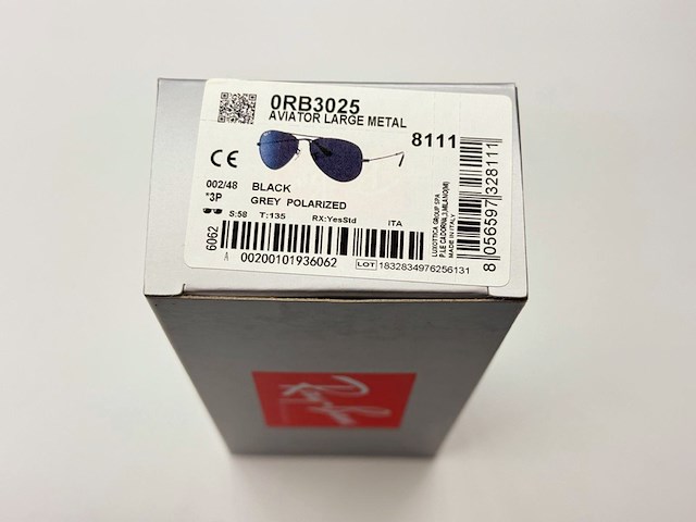 Rayban zonnebril aviator large metal black grey polarized - afbeelding 5 van  5