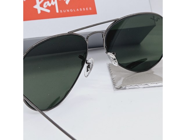 Rayban zonnebril aviator large metal gunmetal green - afbeelding 6 van  6