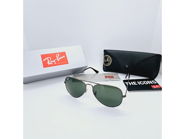 Rayban zonnebril aviator large metal gunmetal green - afbeelding 1 van  6