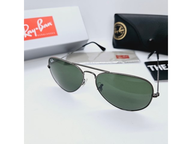 Rayban zonnebril aviator large metal gunmetal green - afbeelding 2 van  6
